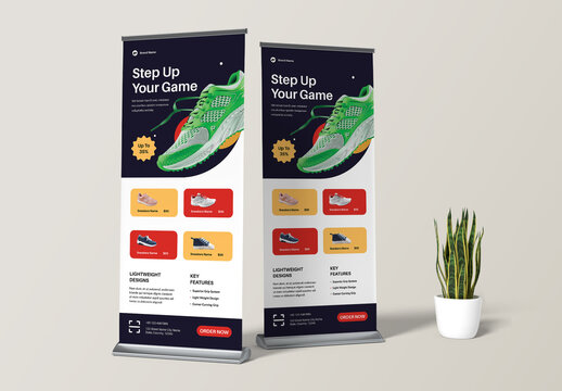 Sneakers Roll Up Banner Template Layout