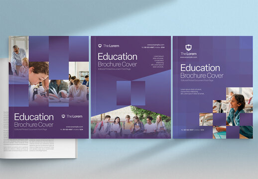 Education Brochure Cover Template for School Prospectus & Course Catalog Layouts