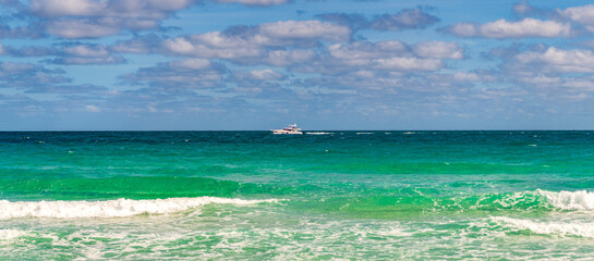 Horizon with sea cloudy sky. Calm horizon at sea. Romantic summer vacation seascape. Seascape horizon paradise. Sea sunrise on ocean beach. Sunset seascape at summer vacation. Endless horizon