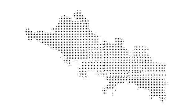 Abstract dotted city silhouette map of Basse Terre created with black circle pattern isolated on white background vector illustration