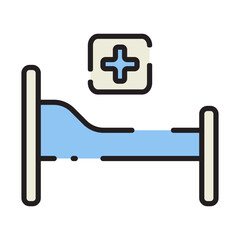 Obraz premium Hospital bed and medical cross icon on a white background