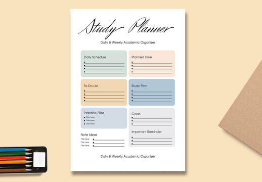 Study Planner Design Layout