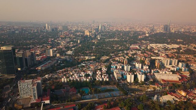 Overhead view of south Mexico City amid environmental contingency