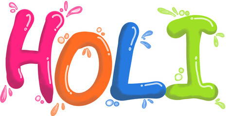 Holi text greetings illustration for posters. Banner © Tinkerbell