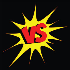 Comic Style Versus Battle Symbol with Red VS Letters on Yellow Burst
