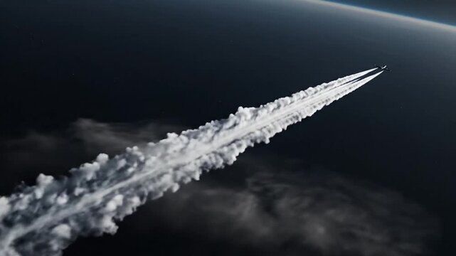 Jet leaving white contrail.