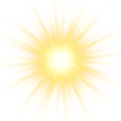 Obraz premium Warm golden sun with soft glowing rays, radiant center, and delicate light diffusion. png