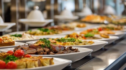 Obraz premium Elegant Buffet Arrangement of Delectable Dishes