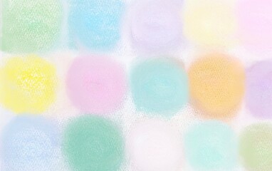 A hand-drawn, analog illustration on paper with circular patterns in soft, gentle pastel tones, banner-sized background illustration for advertising.