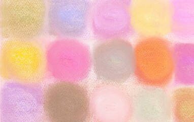 A hand-drawn, analog illustration on paper with circular patterns in soft, gentle pastel tones, banner-sized background illustration for advertising.