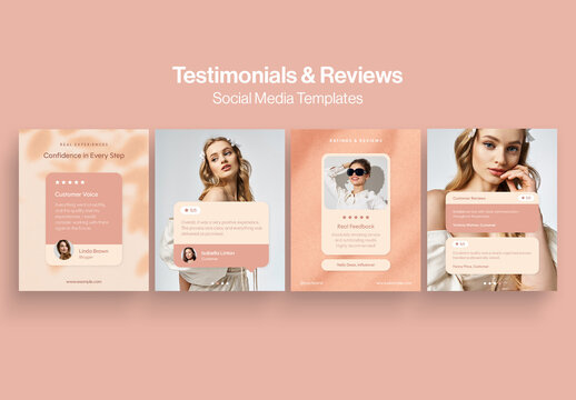Testimonials Social Media Template for Reviews, Customer Comments & Rating Posts