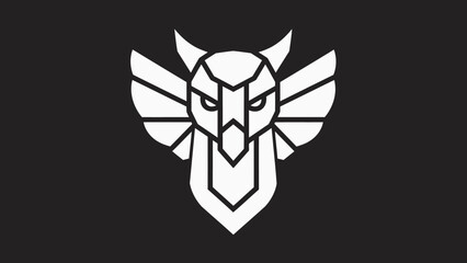 Geometric Owl Totem Symbol with Horns and Wings.