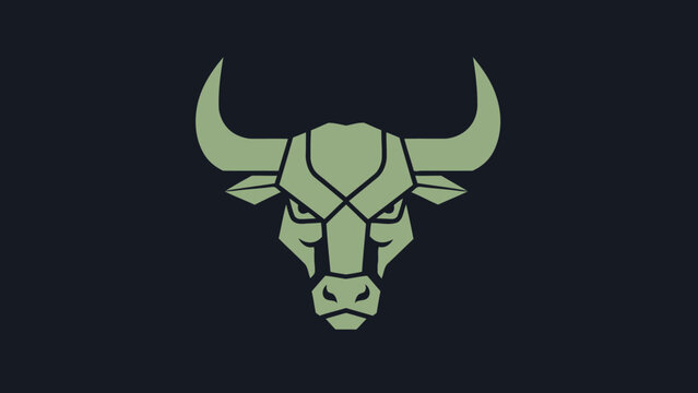 Geometric Bull Head Emblem with Intense Gaze.