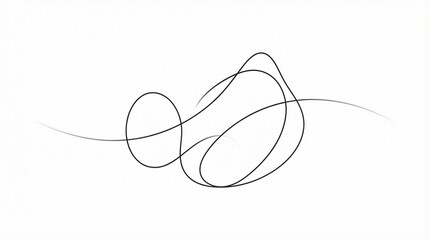 Abstract Fluid Continuous Line Art on White