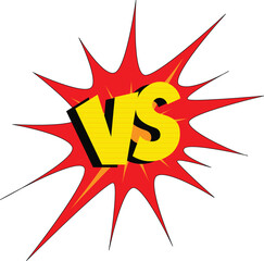 Comic Style Versus Battle Symbol with Yellow VS Letters on Red Burst