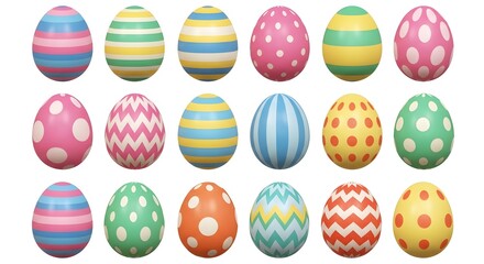 Collection of 18 colorful decorative easter eggs
