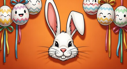 Easter bunny and smiling eggs decoration