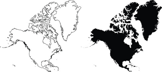 North America Outline Map And Solid Silhouette continent © Design LL