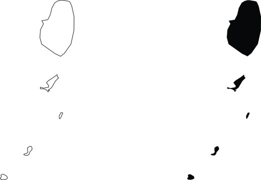 Outline and Silhouette Maps of Grenada and its Islands