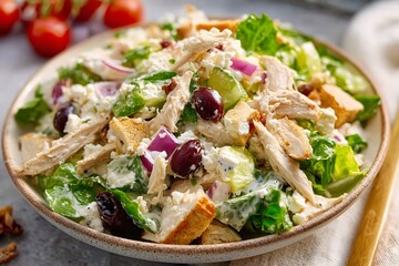 Fresh Gourmet Salad Bowl with Colorful Vegetables and Healthy Ingredients