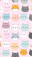 Obraz premium Cute cat faces pattern