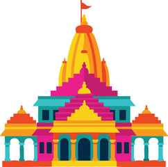 Fototapeta premium Colorful Hindu Temple Architecture Illustration.
