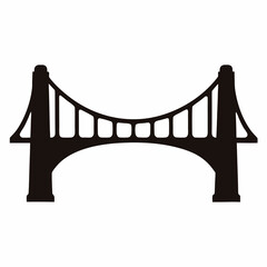Obraz premium Black silhouette of a suspension bridge architectural design for transportation