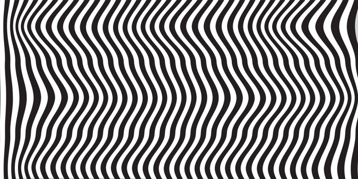 Abstract pattern. Texture with wavy, billowy lines. Optical art background. Wave design black and white. Digital image with a zebra stripes. Vector illustration