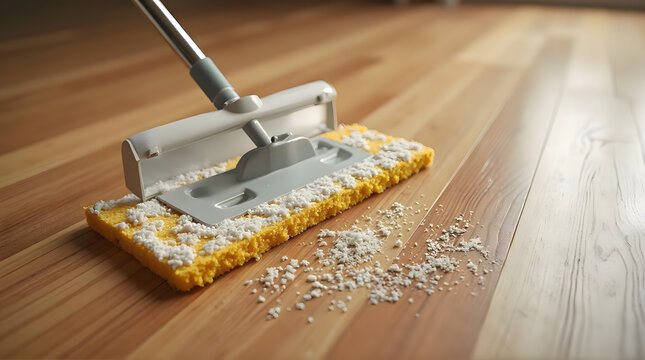 Effective Floor Scrubber Removing Dirt from Timber