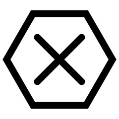 Hexagon Close Icon PNG &ndash; Delete or Remove Symbol, Outline UI Cross Button