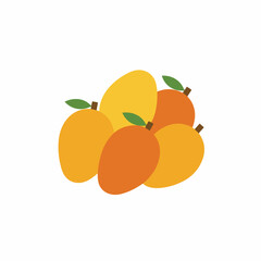 A cluster of ripe, vibrant mangoes with green stems, showcasing their rich, golden-orange hue, a symbol of tropical sweetness and natural bounty