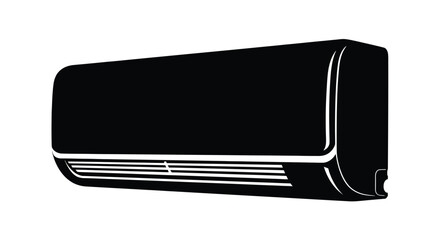 Black air conditioning unit on a white background a striking silhouette © SHM707k