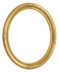 Obraz premium Gold ornate circular frame decorative isolated on a transparent background