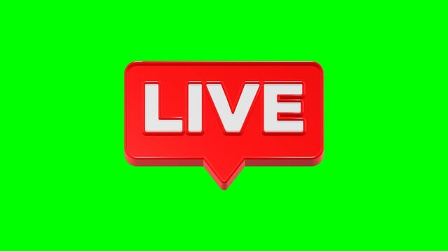live logo icon 3d render red button
