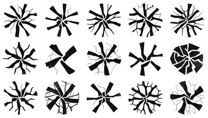 A collection of unique black and white abstract designs on a plain background