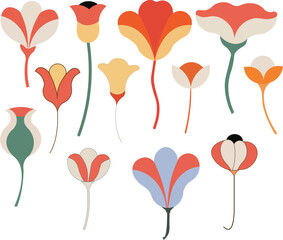 Flower collection, flower vector design set icons art illustartor