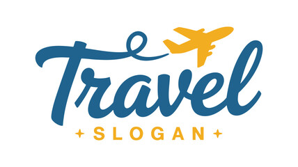 Creative logo design for a travel company with an airplane and stylized text