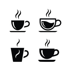 Obraz premium A set of four different coffee cup icons in black and white.