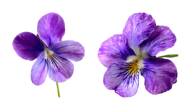 Close-up of delicate purple violet flower isolated on transparent background