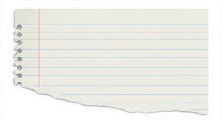 Naklejka premium Lined notebook paper torn edge, isolated on transparent background