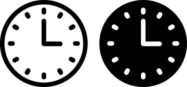 Simple clock icons in white and black