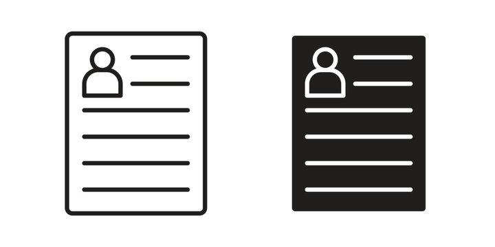 Resume icon vector illustrations. vector glyph flat icons