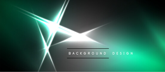 Fototapeta premium Dark background features bright teal, white light streaks. Center displays text background design. Gradient effect creates depth, modern aesthetic.