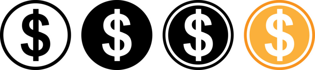 Obraz premium Variety of dollar sign icons in different colors and styles for financial concepts