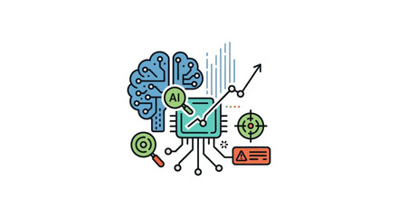 Fototapeta premium Artificial Intelligence Brain Data Analytics Illustration