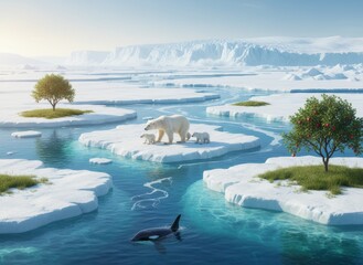 Fototapeta premium Melting Arctic Landscapes and Endangered Polar Wildlife Collection