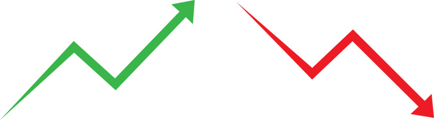 Green arrow trending up, red arrow trending down in contrasting directions © MOHAMMAD RABBI