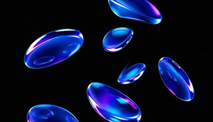 Futuristic Glossy Blue and Purple Floating Discs