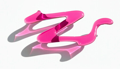 Vibrant Glossy Pink Liquid Zigzag on White Surface