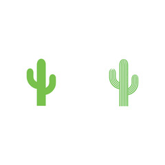 Obraz premium Minimalist Green Cactus Vector Illustration Set with Solid and Linear Textured Styles Art & Illustration